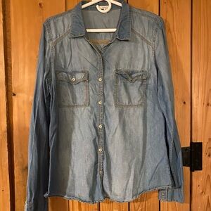 Maurices Light Blue Button Down Denim Shirt